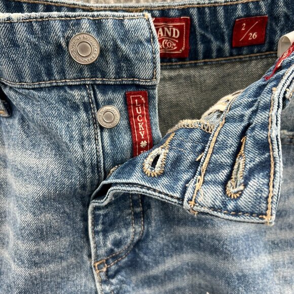 Lucky Brand Womens‎ Jean Boyfriend Shorts 2 Blue Denim Cut Off Mid Rise Pockets - Picture 4 of 16